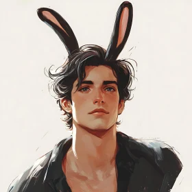 Young Man in Bunny Ears