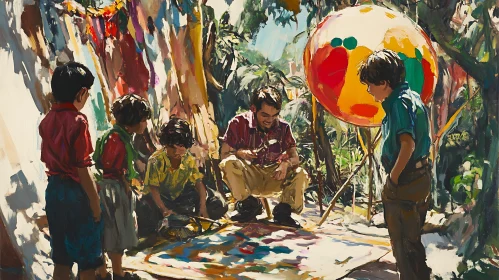 Kids Watching an Artist at Work