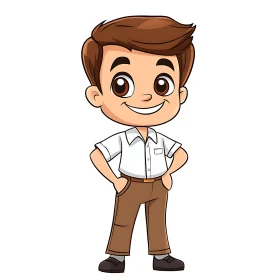 Smiling Young Boy Cartoon Character