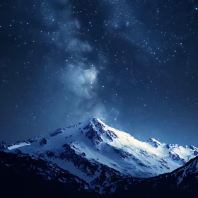 Night Sky Above Mountain Peaks