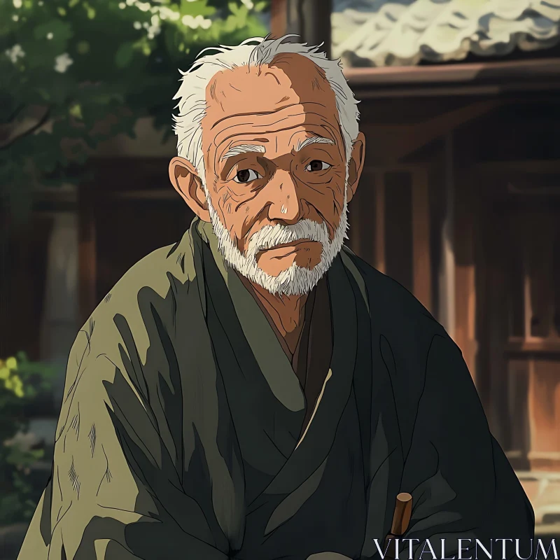 AI ART Elderly Man's Anime Portrait