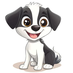 Cute Happy Puppy Cartoon Illustration