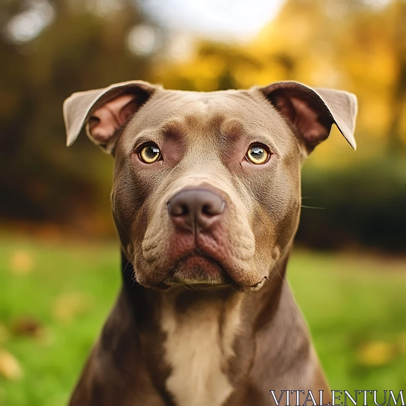 Inquisitive Brown Dog Portrait in Fall Setting AI Image