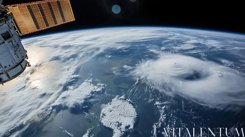 Hurricane Over Earth Seen From Space AI Image