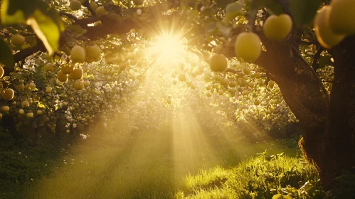 Sunlit Apple Orchard