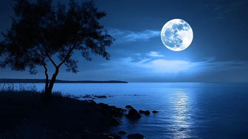 Serene Moonlight Over Calm Waters