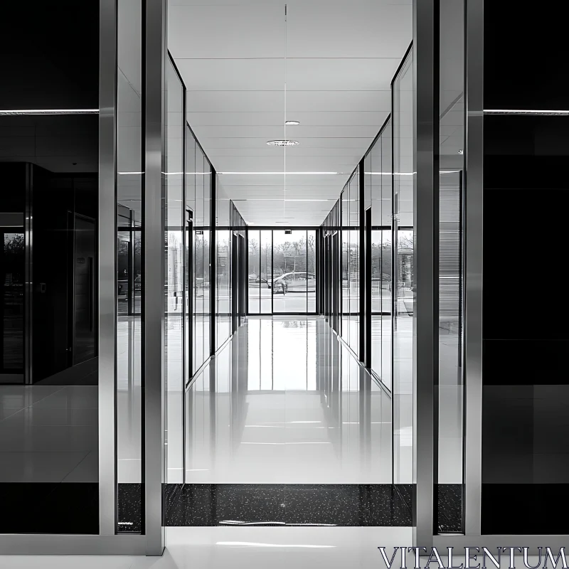 Sleek Modern Office Hallway AI Image