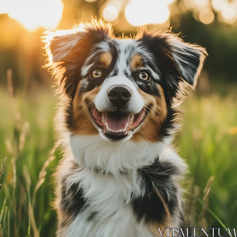 Happy Australian Shepherd Dog in Nature AI Image