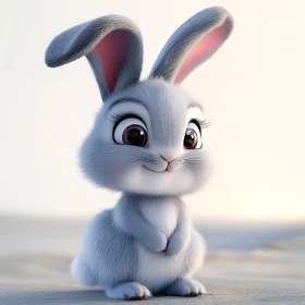 Charming Cartoon Bunny with Big Eyes