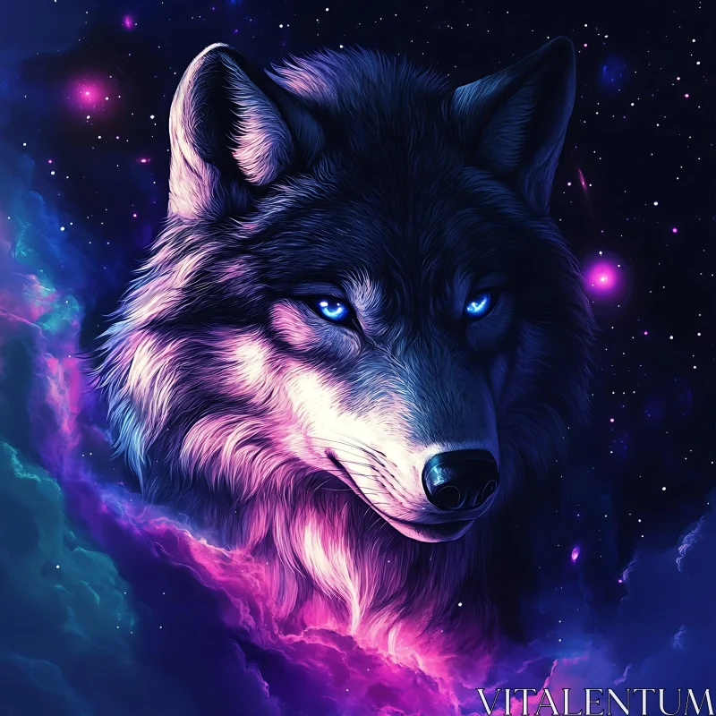 Wolf in Space AI Image