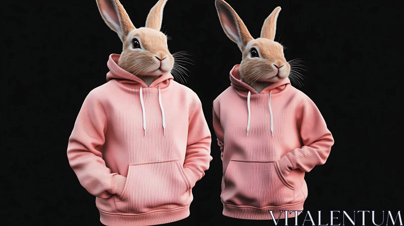 AI ART Two Anthropomorphic Bunnies in Streetwear