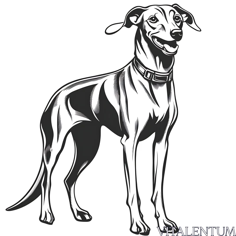 Monochromatic Canine Artwork AI Image