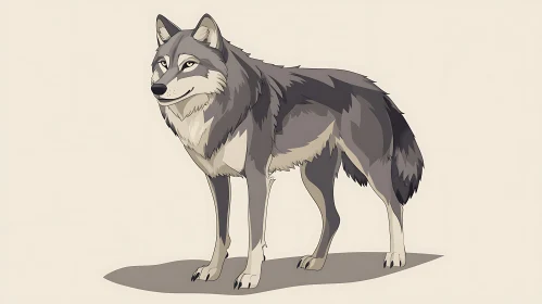 Stylized Wolf Portrait - Digital Art