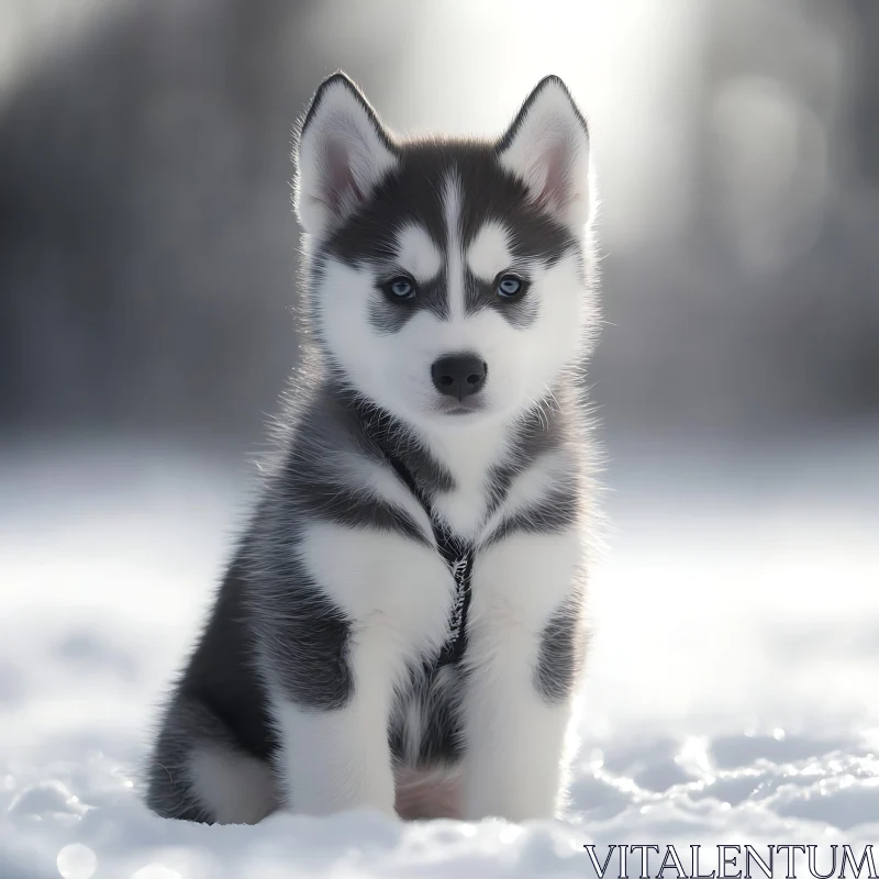 Siberian Husky Puppy with Blue Eyes AI Image