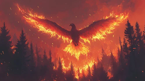 Inferno Flight: Phoenix Over the Woods