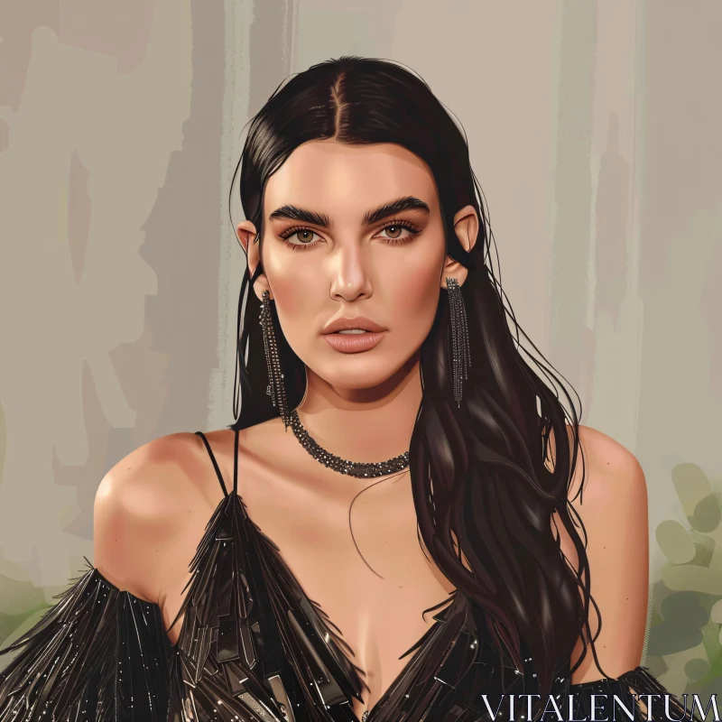 AI ART Illustration of Kendall Jenner in Chic Attire