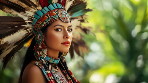 Indigenous Woman with Traditional Headdress