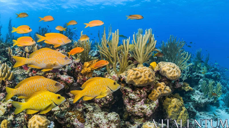 Underwater Scene: Fish and Coral Reef AI Image