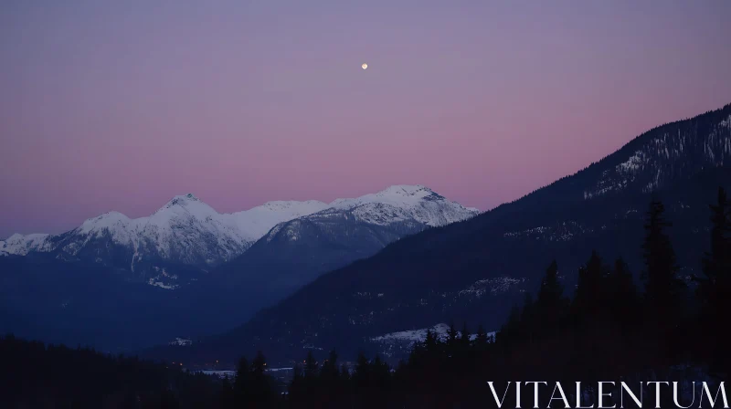 AI ART Snowy Mountains at Twilight