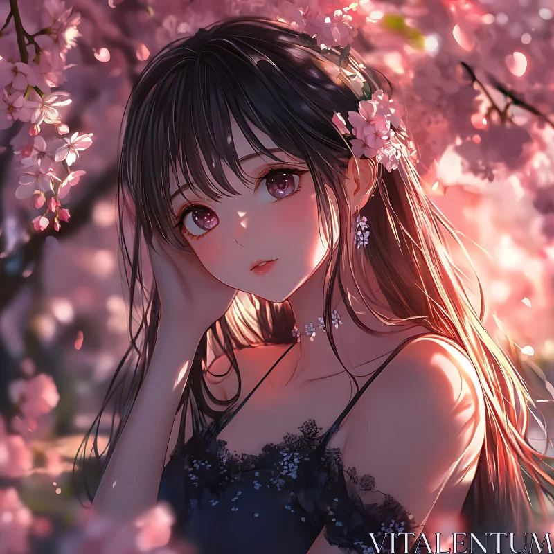 Dreamy Blossoms Anime Art AI Image