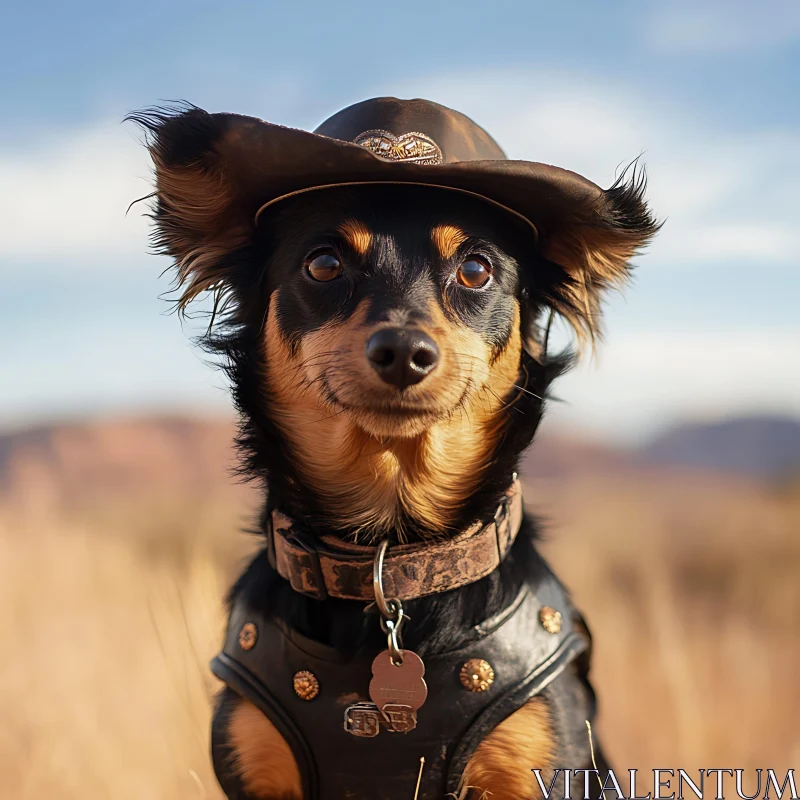 AI ART Adorable Pet Portrait with Cowboy Hat