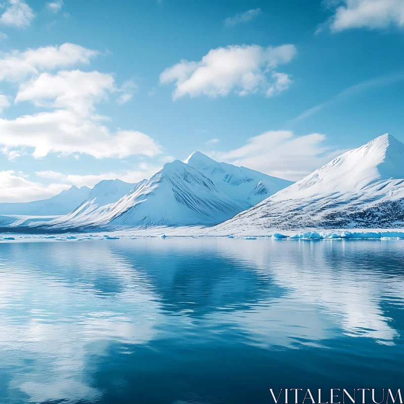 Winter Mountains and Lake Scenery AI Image