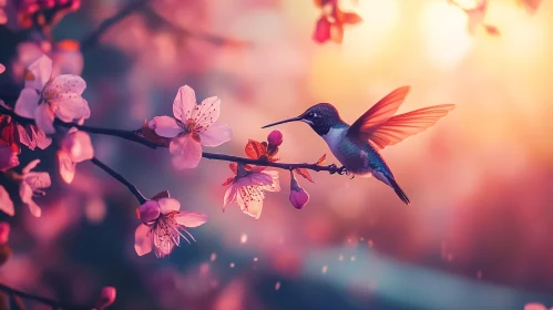 Hummingbird and Blossoms