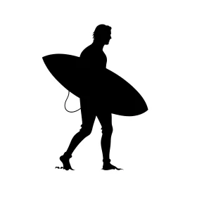 Monochrome Surfer Silhouette on White