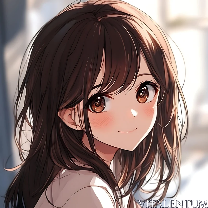 Cute Anime Girl Illustration AI Image