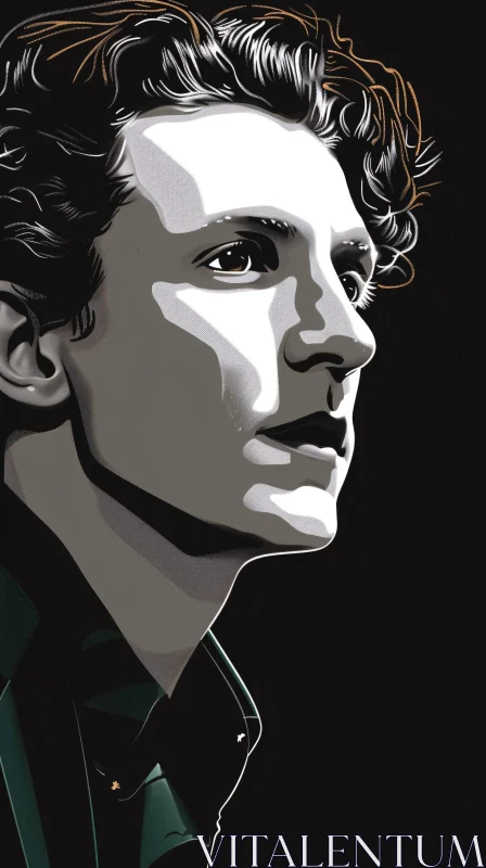 Detailed Tom Holland Portrait in Monochrome AI Image