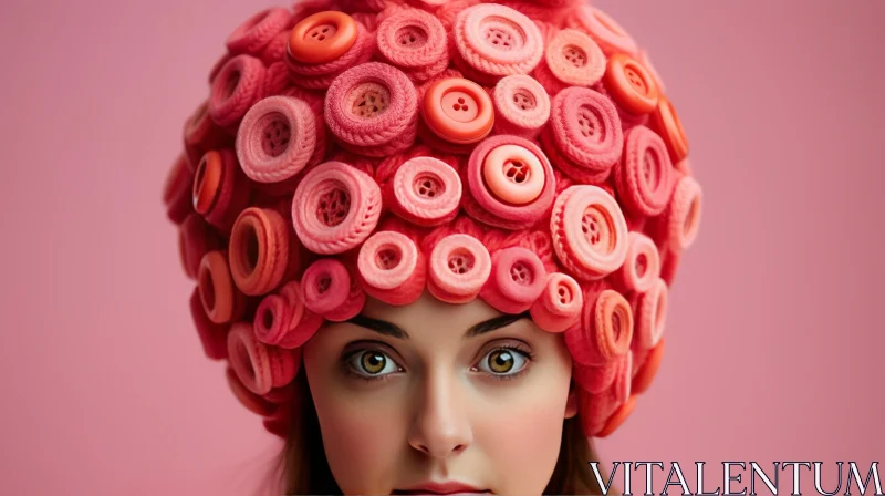 Captivating Pink Hat with Buttons - Eye-Catching Composition AI Image