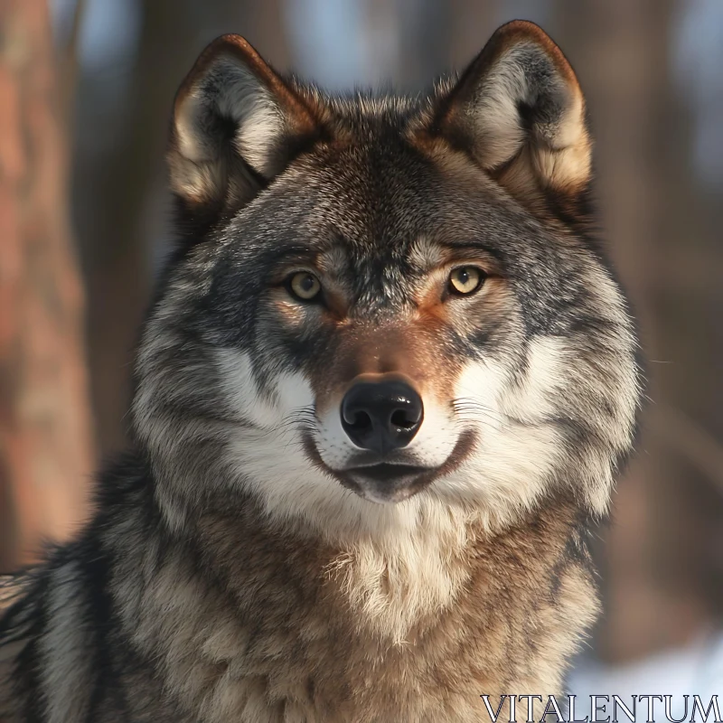 Close-Up of a Wild Wolf AI Image