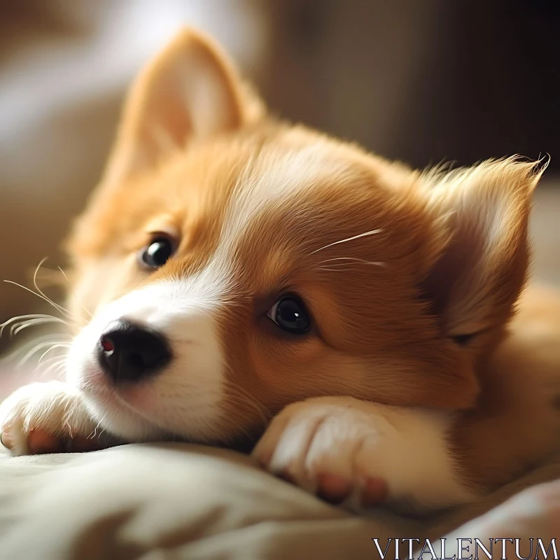 Cute Puppy Lying Down - Heartwarming Image AI Image