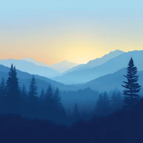 Tranquil Blue Mountain Forest View