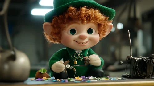 Lucky Leprechaun in His Whimsical Workshop