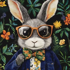 Rabbit with Glasses and Bowtie