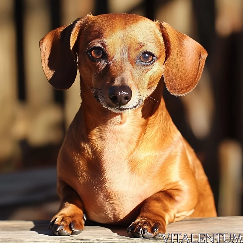 Sunlit Dachshund Dog Portrait AI Image