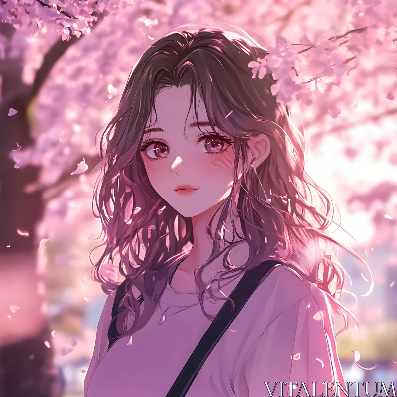 Springtime Anime Portrait AI Image