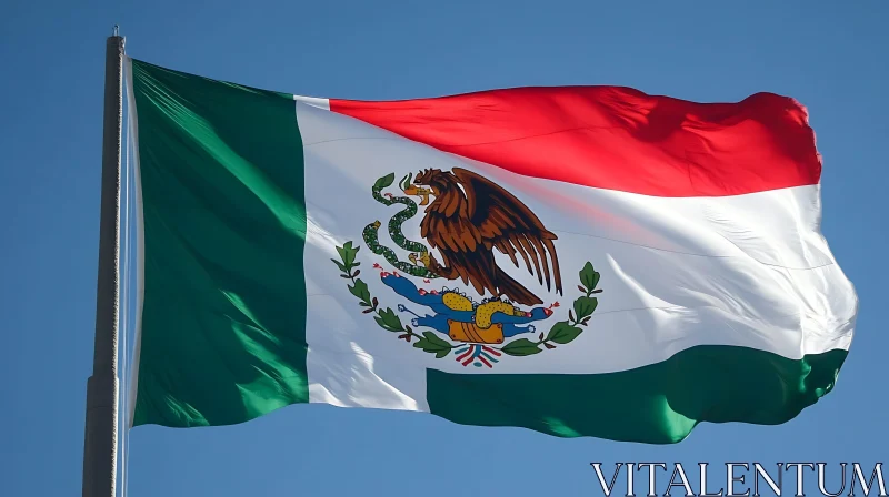 Mexican Flag in the Wind AI Image