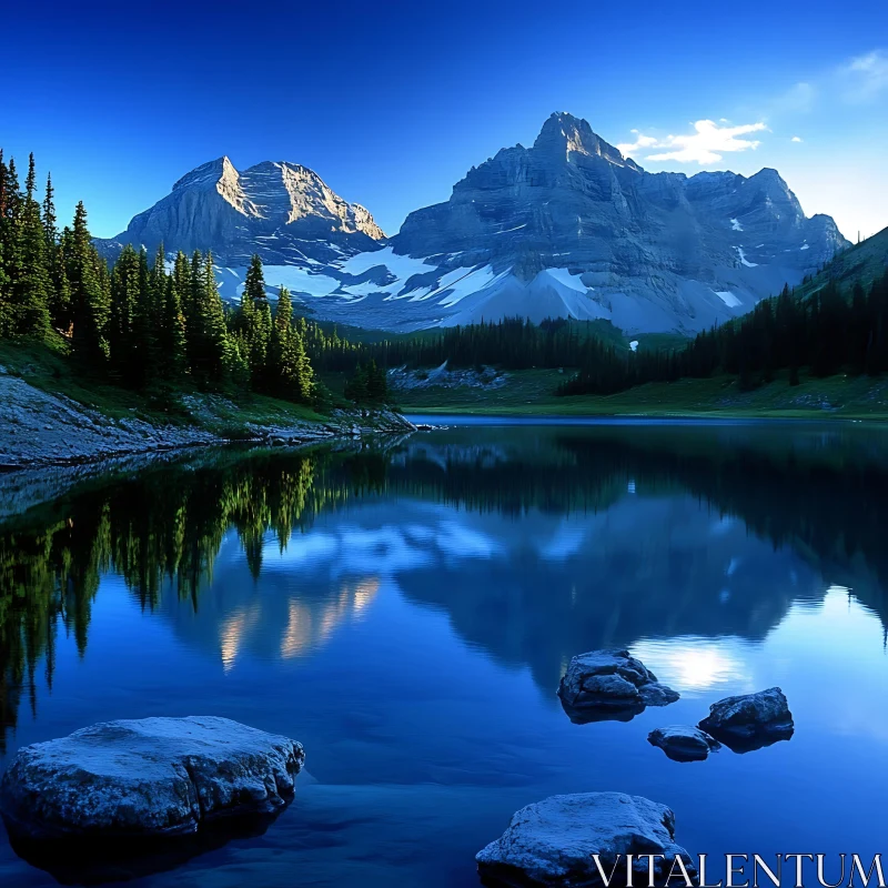 Still Waters Mountain Reflection AI Image