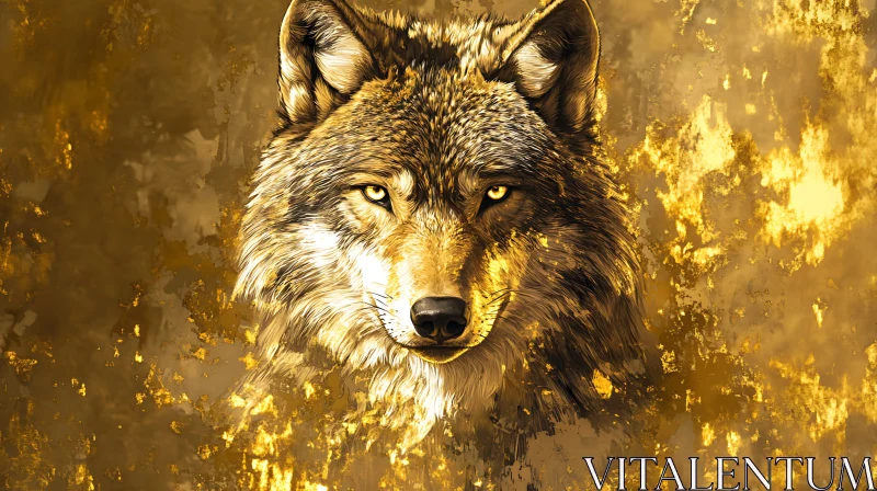 AI ART Wolf in Gold