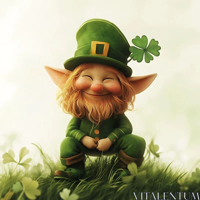 AI ART Whimsical Leprechaun with Clover