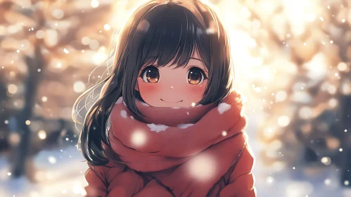 Anime Girl in Cozy Winter Attire