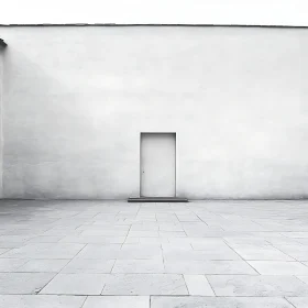 Single Door in Minimalist White Wall