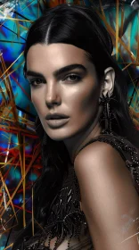 Stylish Kendall Jenner Portrait with Artistic Background