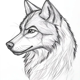 Monochrome Wolf Portrait Drawing