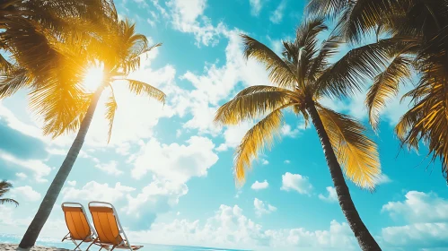 Seaside Relaxation Under Palm Trees