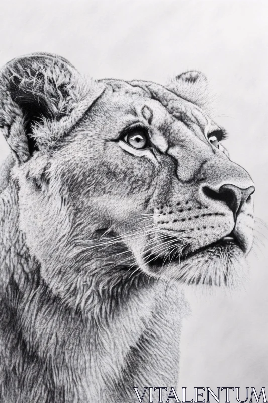 Detailed Pencil Drawing of a Lioness AI Image