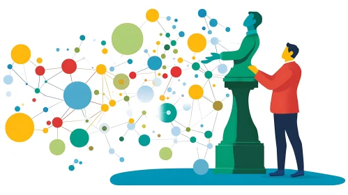 Colorful Network and Statue Concept