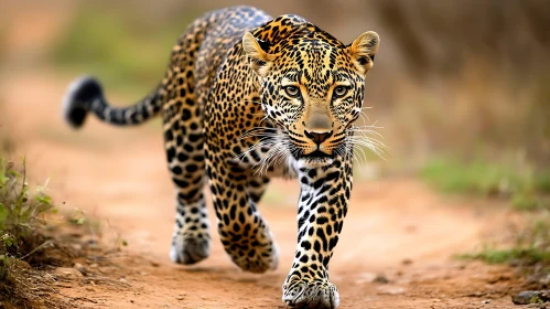 Wild Leopard Walking